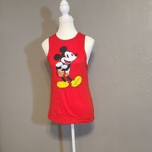 Disney Womens Red Tank Top with Mickey Mouse Graphic Sequin Accents Size XS NWT